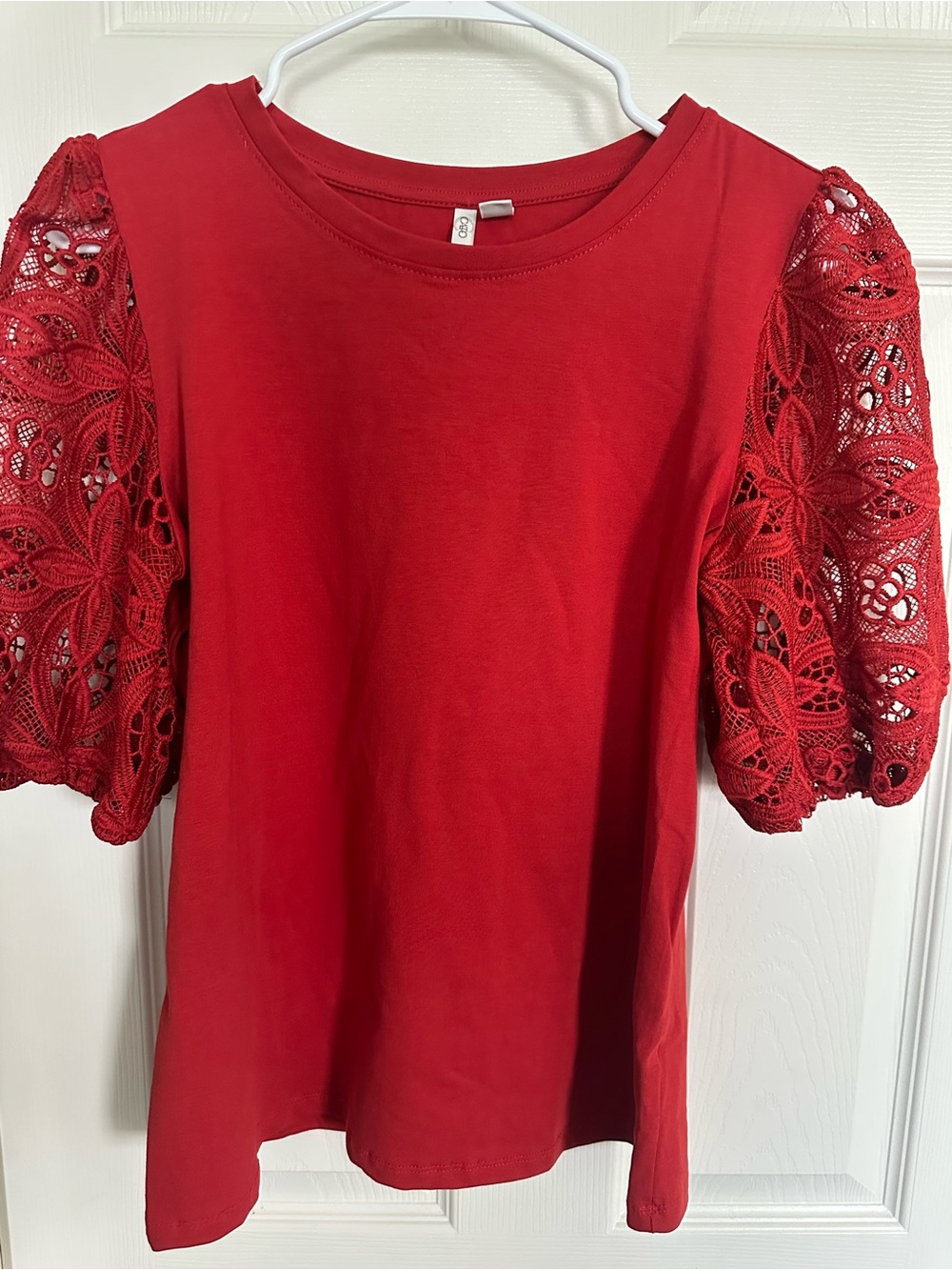 Red Lace Sleeve Women’s Top - Cato. SM-XS